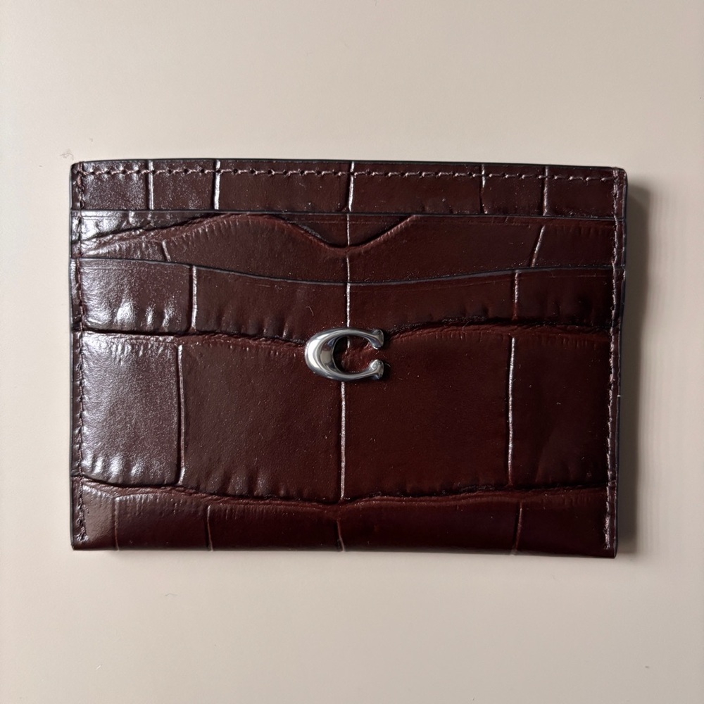 Coach Croc-Embossed Essential Card Case in Maple